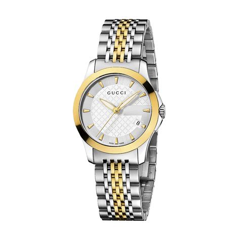 gucci g timeless diamond dial bi colour bracelet watch